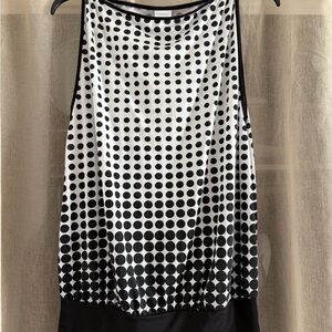 Black and White Polka Dot Sleeveless Top w Tight band